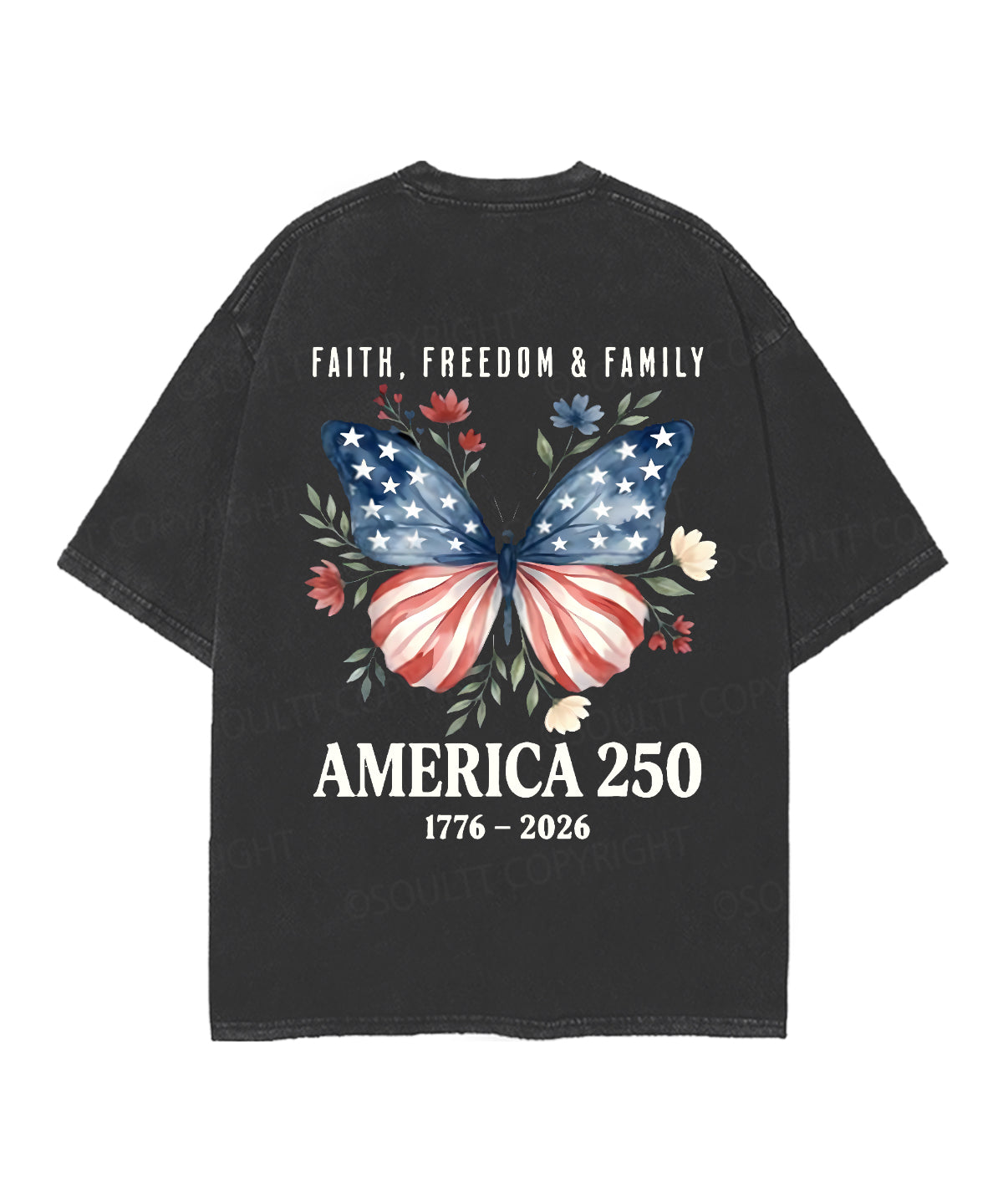 250 Years America Anniversary Double Sided Unisex Christian Washed T-Shirt & Shorts