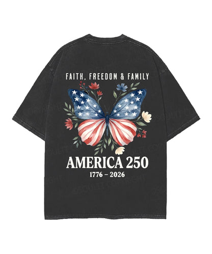 250 Years America Anniversary Double Sided Unisex Christian Washed T-Shirt & Shorts