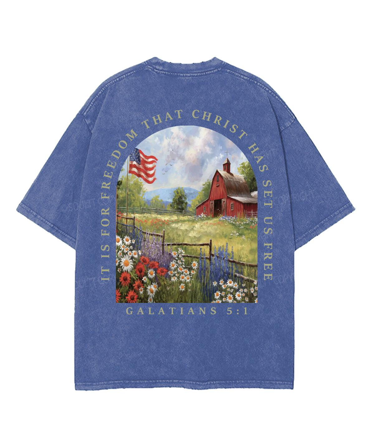 Christ Has Set Us Free Double Sided Unisex Washed Christian T-shirt