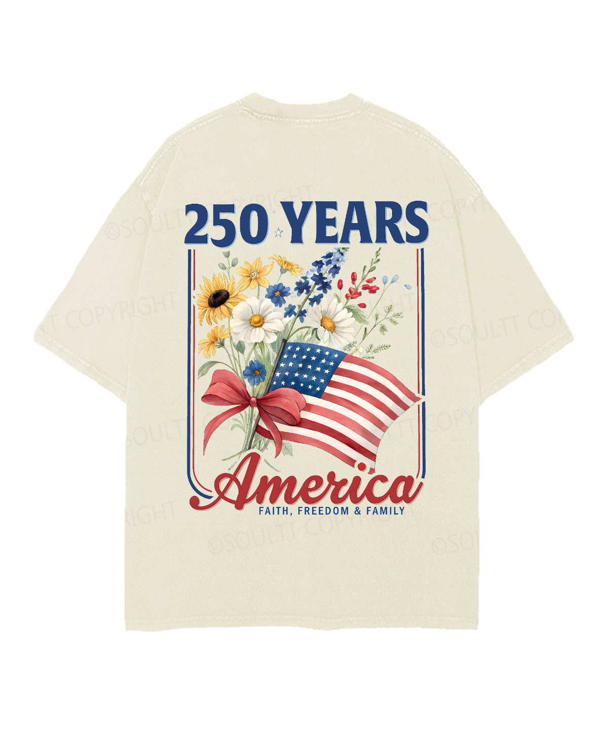 250 Years America Anniversary Double Sided Unisex Christian Washed T-Shirt & Shorts