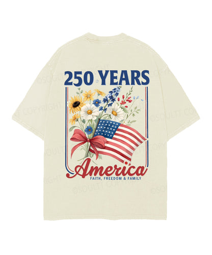 250 Years America Anniversary Double Sided Unisex Christian Washed T-Shirt & Shorts