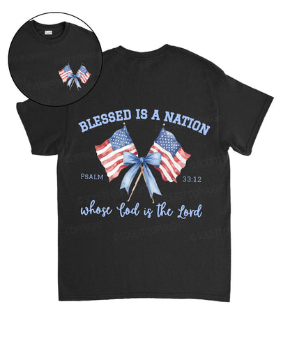 Blessed Is A Nation Whose god Is The Lord Double Sided Unisex Cotton Christian T-Shirt