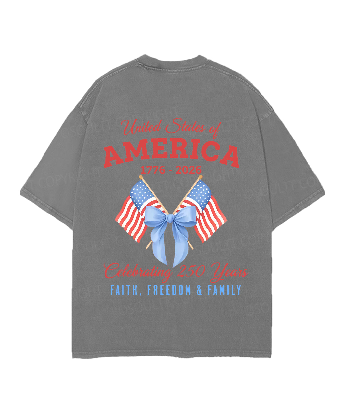 250 Years America Anniversary Double Sided Unisex Christian Washed T-Shirt & Shorts