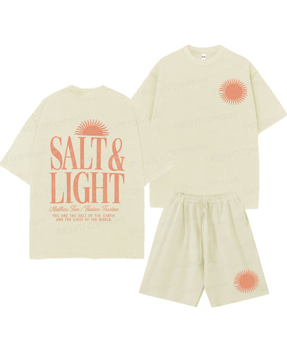 Salt & Light Double Sided Unisex Christian Washed T-Shirt & Shorts