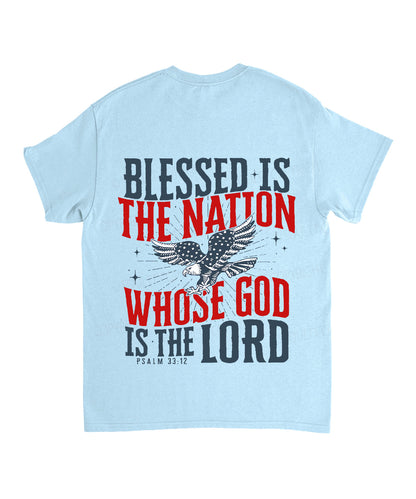 Blessed Is The Nation Whose God Is The Lord Double Sided Unisex Cotton Christian T-Shirt