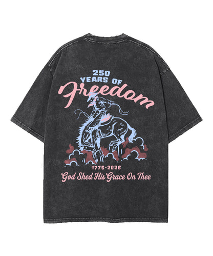 250 Years America Anniversary Double Sided Unisex Washed Christian T-shirt