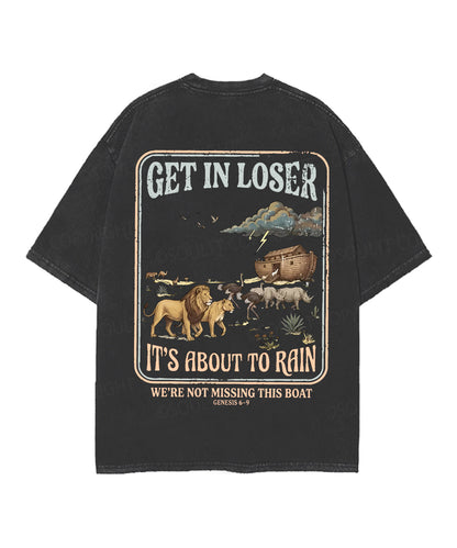 It's About To Rain We're Not Missing This Boat Double Sided Unisex Christian Washed T-Shirt & Shorts