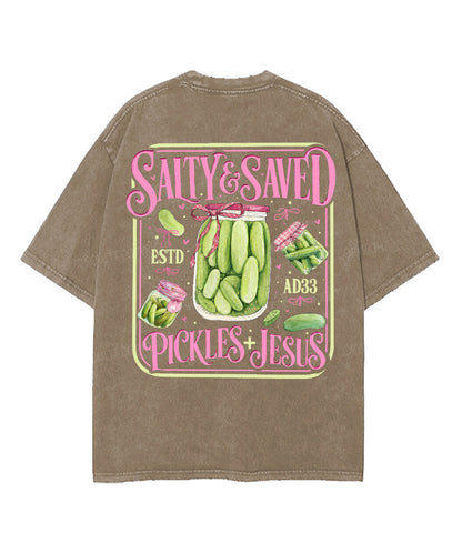 Salty & Saved Double Sided Unisex Washed Christian T-shirt
