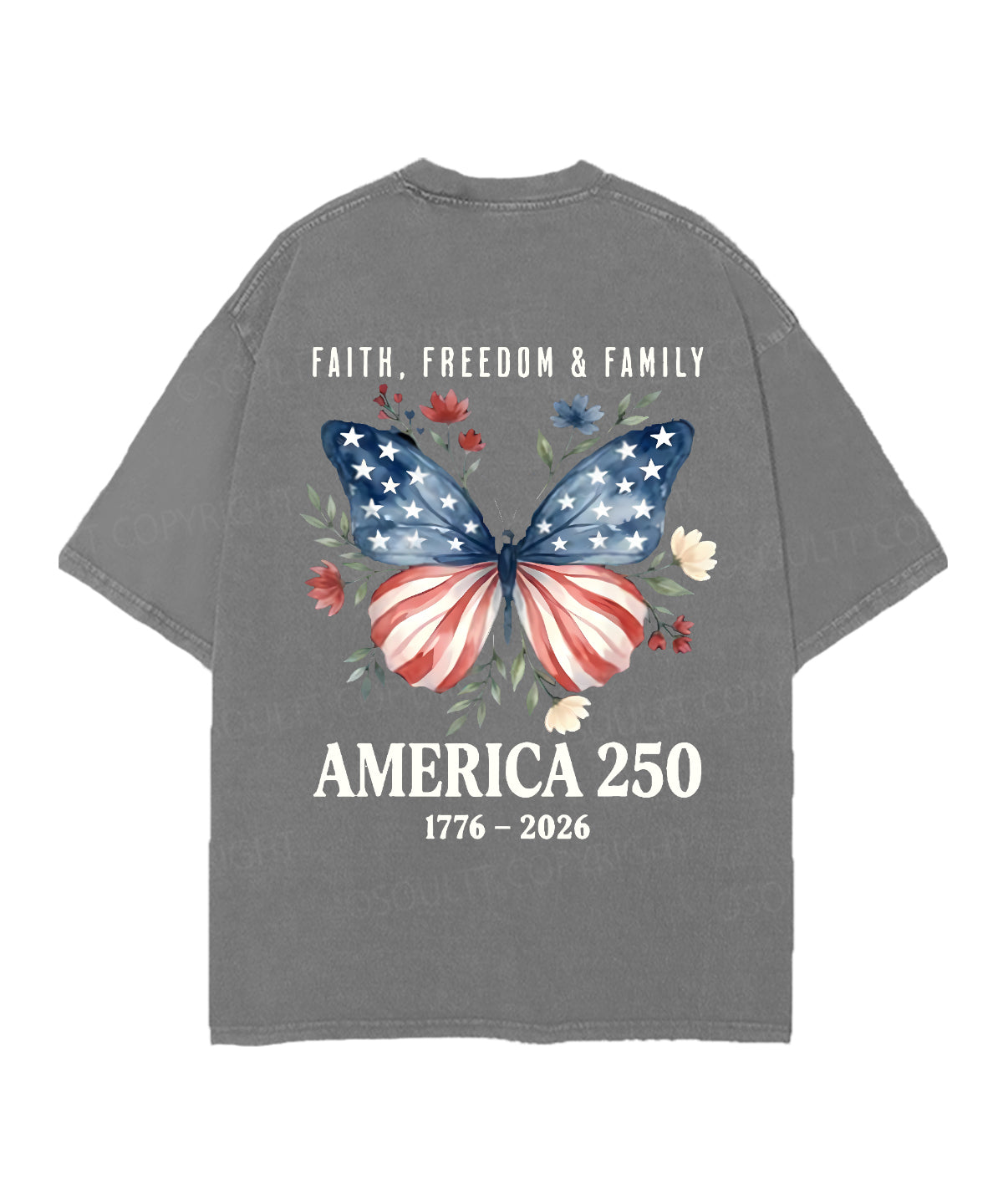 250 Years America Anniversary Double Sided Unisex Christian Washed T-Shirt & Shorts