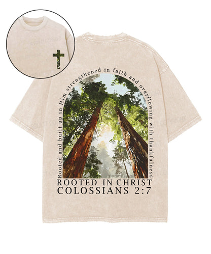 Rooted In Christ Double Sided Unisex Washed Christian T-shirt