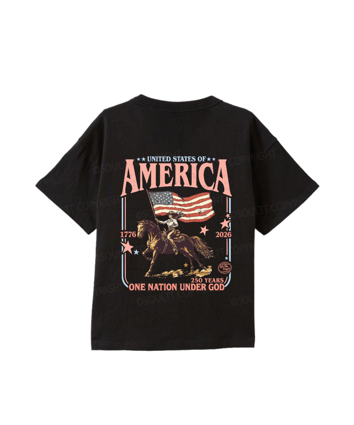 Kids One Nation Under God Double Sided Cotton Christian T-shirt
