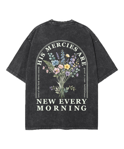 His Mercies Are New Every Morning Double Sided Unisex Washed Christian T-shirt