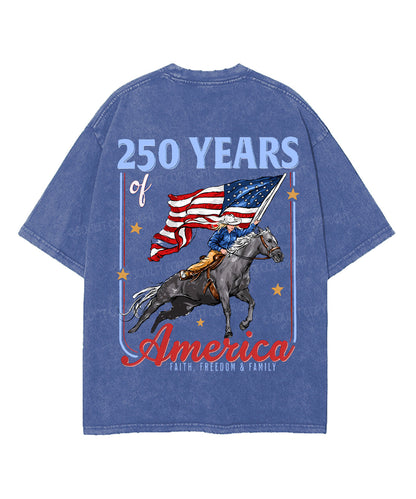 250 Years America Anniversary Double Sided Unisex Washed Christian T-shirt
