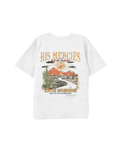 Kids His Mercies Are New Double Sided Cotton Christian T-shirt