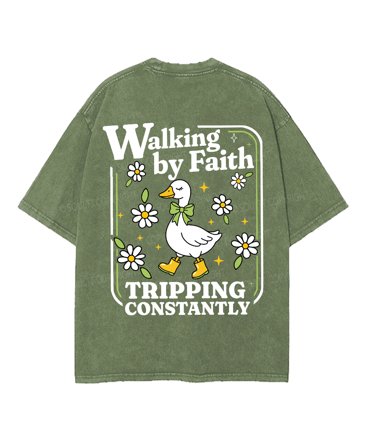 Walking By Faith Tripping Constantly Double Sided Unisex Washed Christian T-shirt