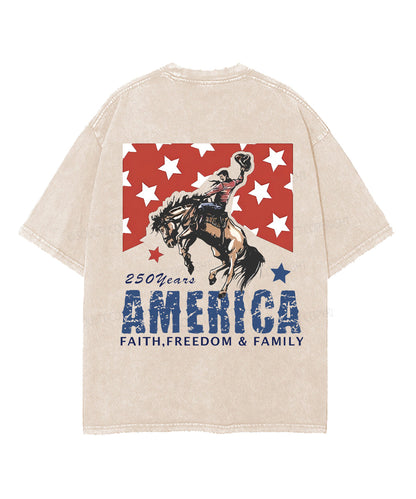 250 Years America Anniversary Double Sided Unisex Washed Christian T-shirt