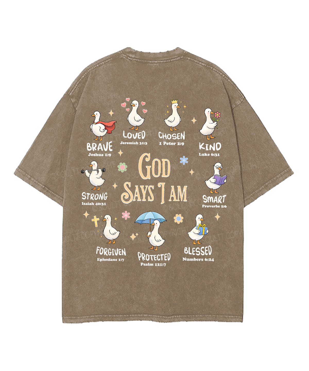 God Says I Am Double Sided Unisex Washed Christian T-shirt
