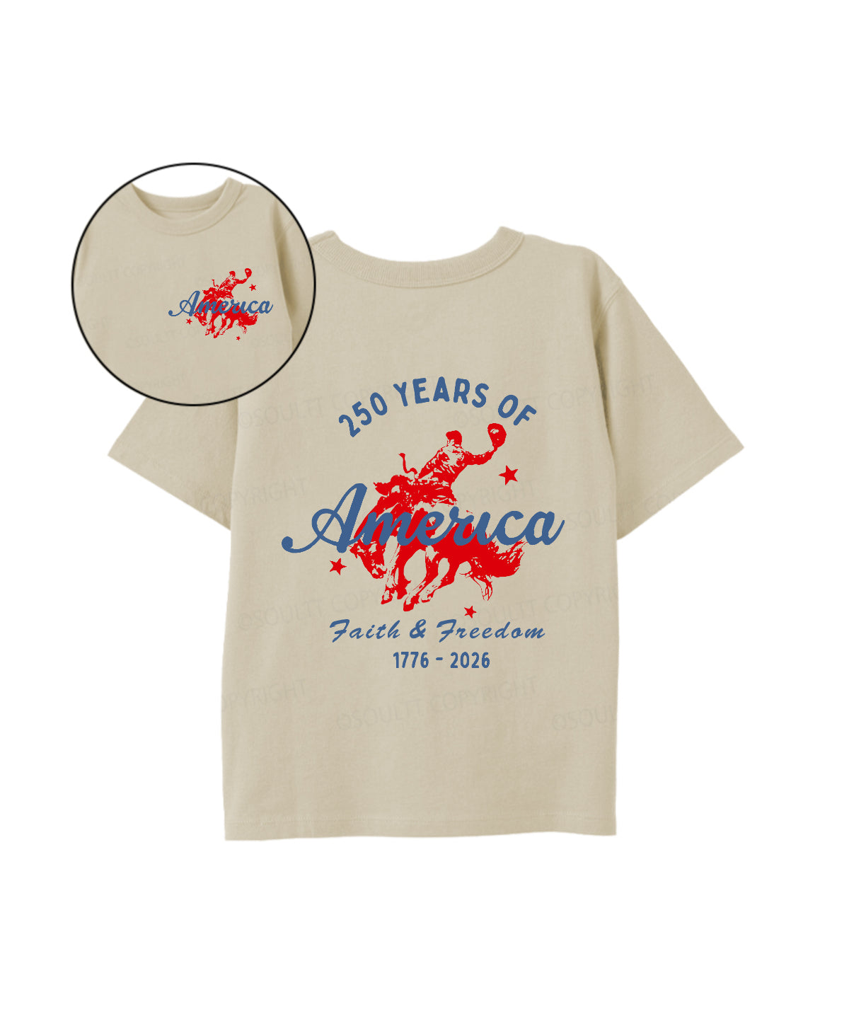 Kids 250 Years America Anniversary Double Sided Cotton Christian T-shirt