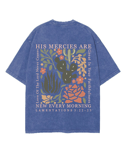 His Mercies Are New Every Morning Double Sided Unisex Washed Christian T-shirt