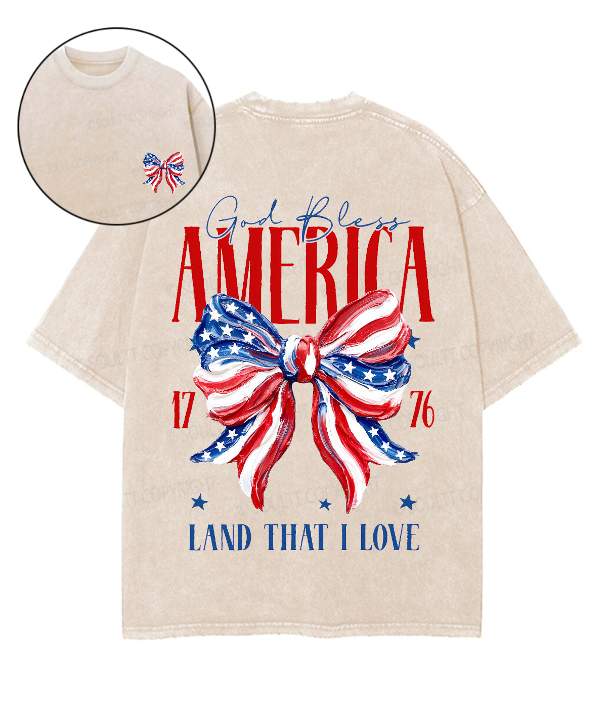 God Bless America Double Sided Unisex Washed Christian T-shirt