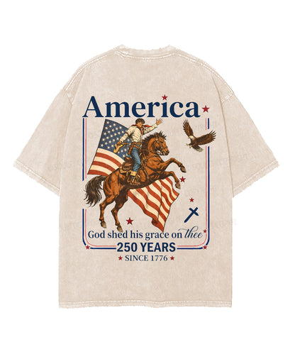 250 Years America Anniversary Double Sided Unisex Washed Christian T-shirt