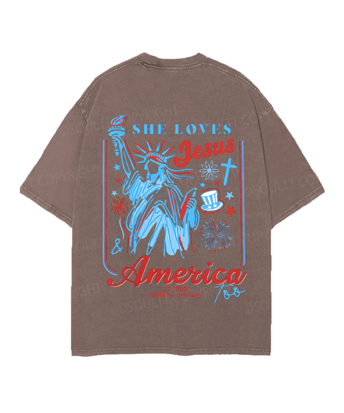 She Loves Jesus And America Too Double Sided Unisex Christian Washed T-Shirt & Shorts