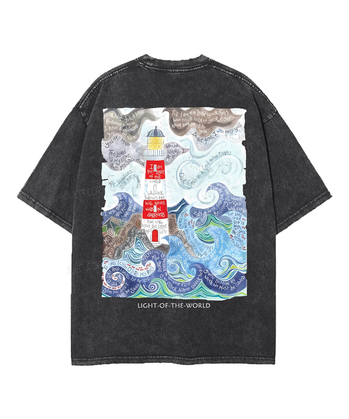 Light Of The World Double Sided Unisex Washed Christian T-shirt