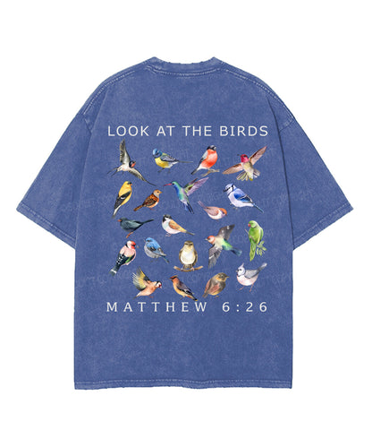 Look At The Birds Double Sided Unisex Washed Christian T-shirt