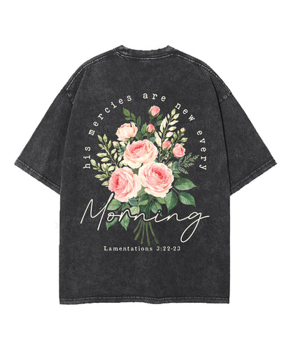 His Mercies Are New Every Morning Double Sided Unisex Washed Christian T-shirt