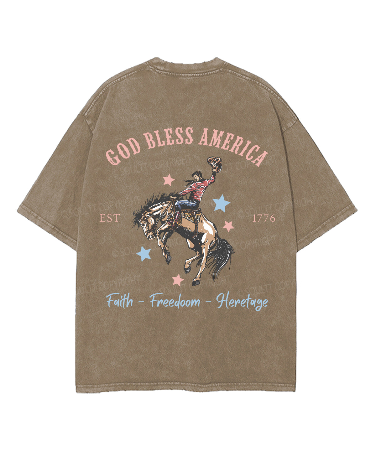 God Bless America Double Sided Unisex Washed Christian T-shirt