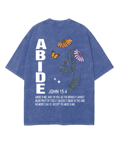 Abide In Me Double Sided Unisex Washed Christian T-shirt