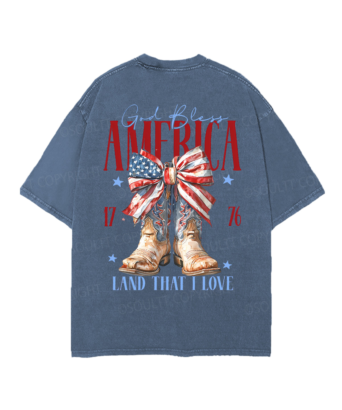 God Bless America Double Sided Unisex Christian Washed T-Shirt & Shorts