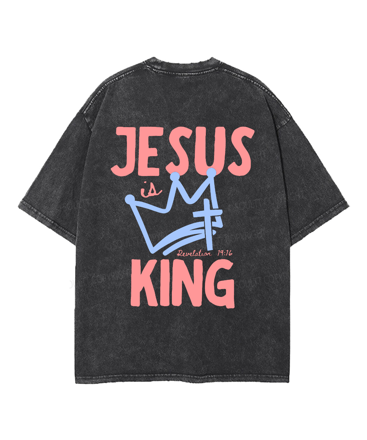 Jesus Is King Double Sided Unisex Washed Christian T-shirt