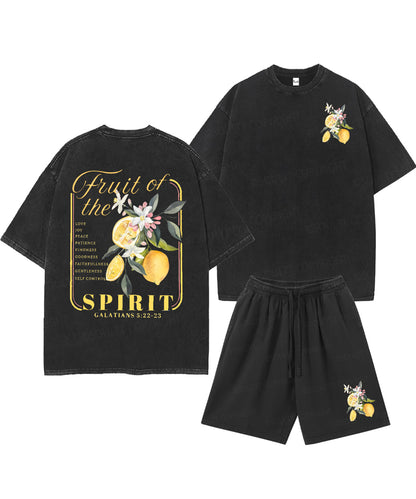 Fruit Of The Spirit Double Sided Unisex Christian Washed T-Shirt & Shorts
