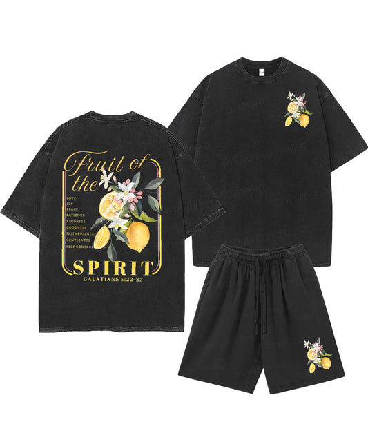 Fruit Of The Spirit Double Sided Unisex Christian Washed T-Shirt & Shorts