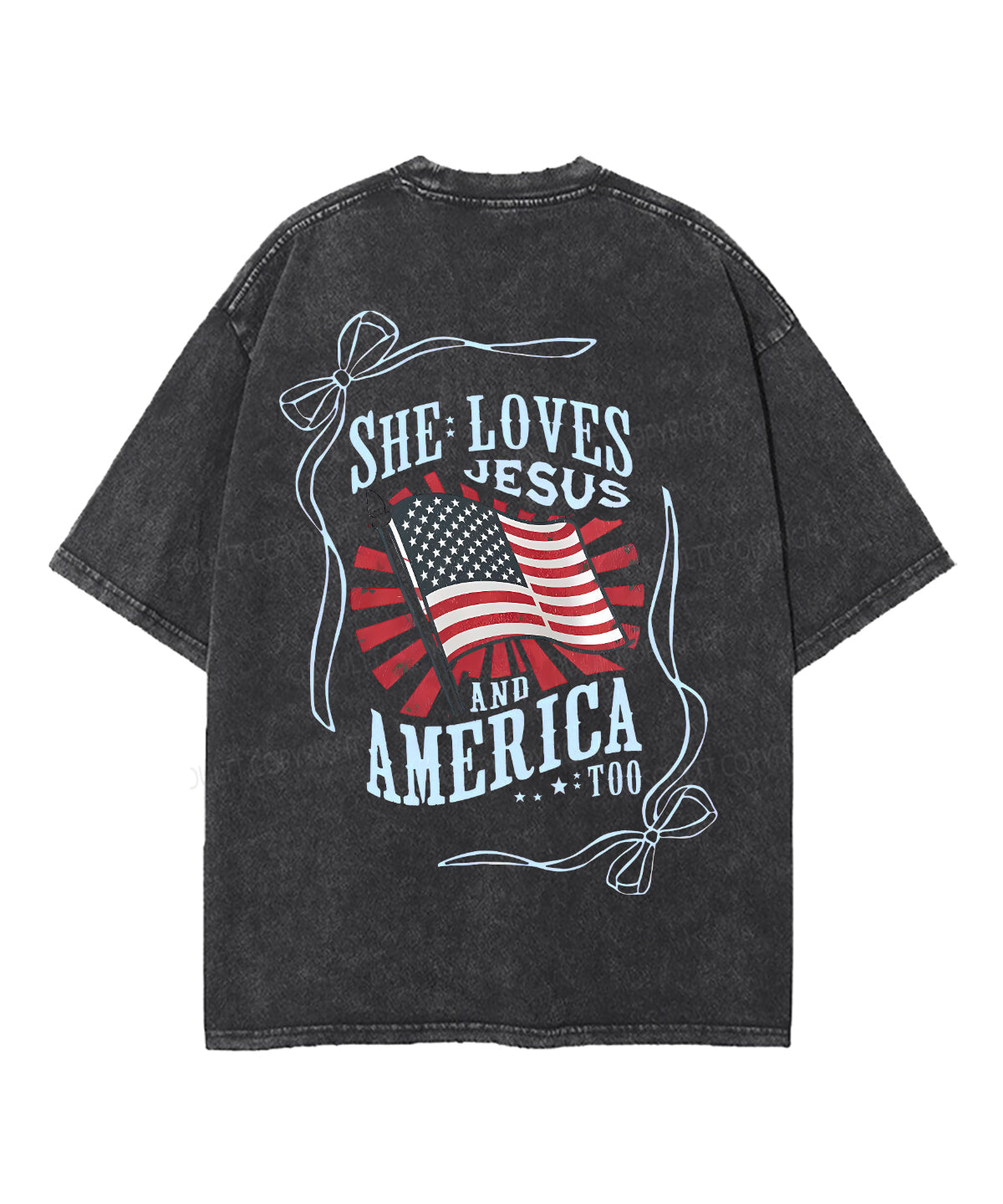 She Loves Jesus And America Too Double Sided Unisex Washed Christian T-shirt
