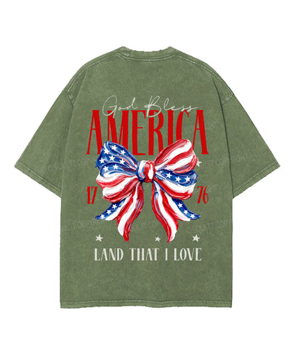 God Bless America Double Sided Unisex Washed Christian T-shirt