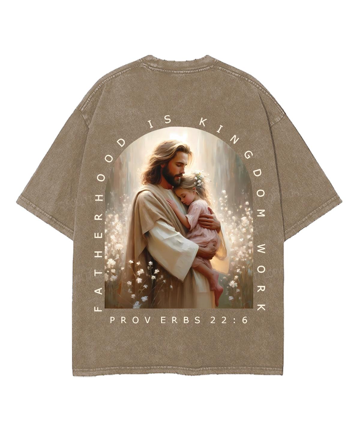 Fatherhood Is Kingdom Work Double Sided Unisex Washed Christian T-shirt