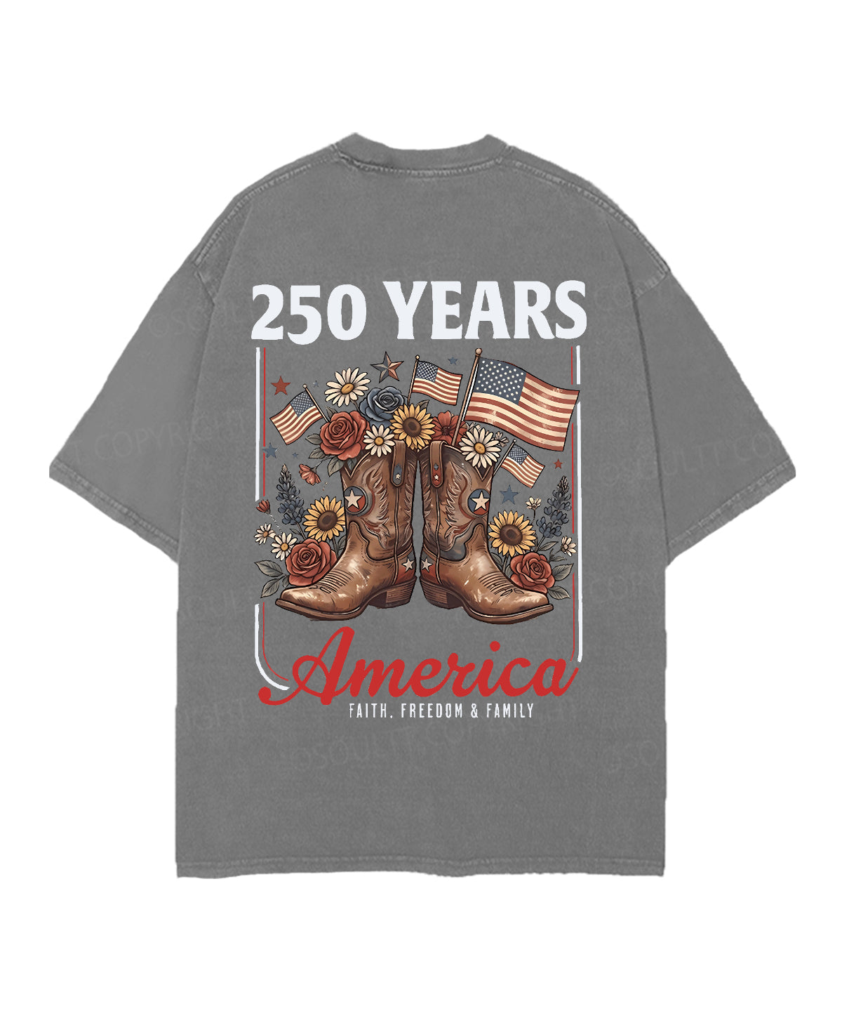 250 Years America Anniversary Double Sided Unisex Christian Washed T-Shirt & Shorts