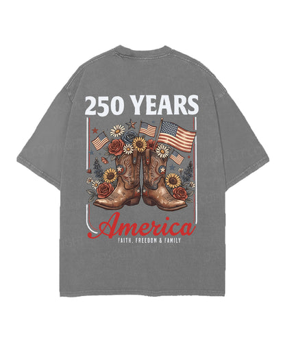 250 Years America Anniversary Double Sided Unisex Christian Washed T-Shirt & Shorts