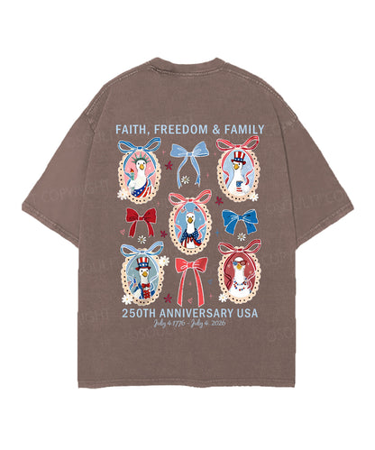250 Years America Anniversary Double Sided Unisex Christian Washed T-Shirt & Shorts