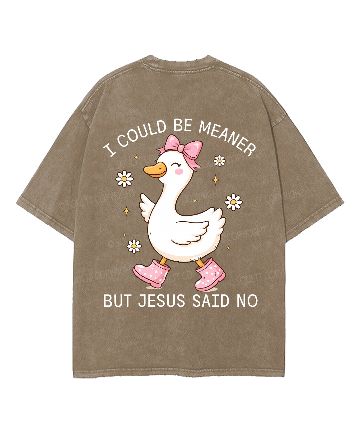 I Could Be Meaner But Jesus Said No Double Sided Unisex Washed Christian T-shirt
