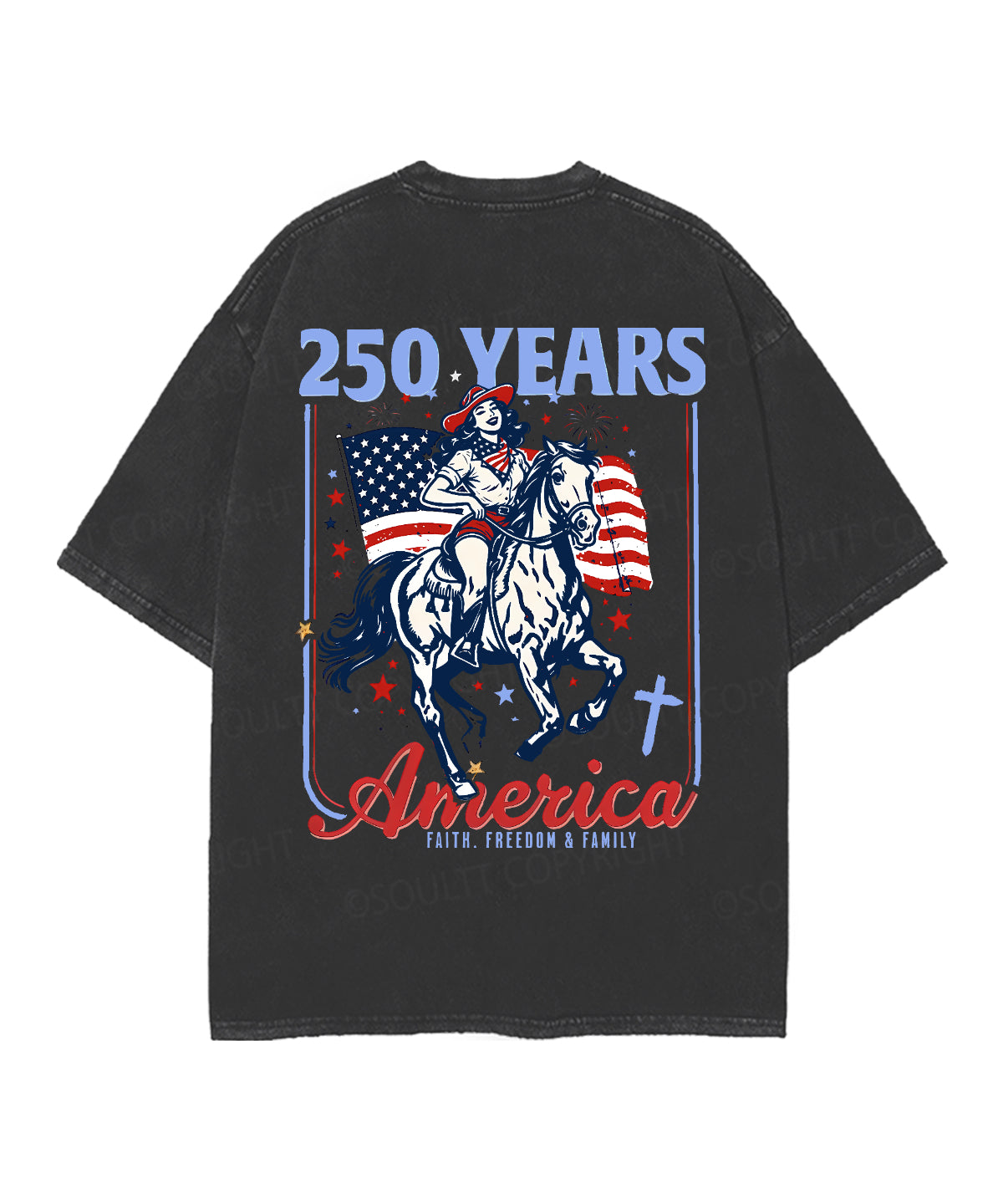 250 Years America Anniversary Double Sided Unisex Christian Washed T-Shirt & Shorts