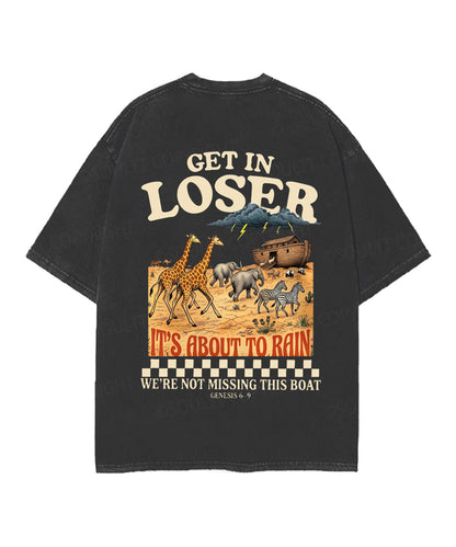 It's About To Rain We're Not Missing This Boat Double Sided Unisex Christian Washed T-Shirt & Shorts