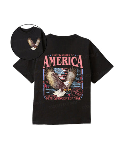 Kids 250 Years America Anniversary Double Sided Cotton Christian T-shirt