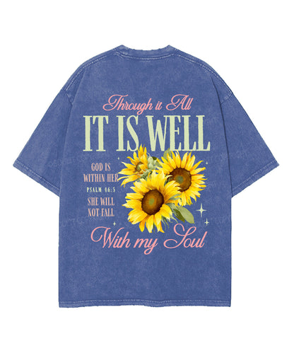 It Is Well With My Soul Double Sided Unisex Washed Christian T-shirt