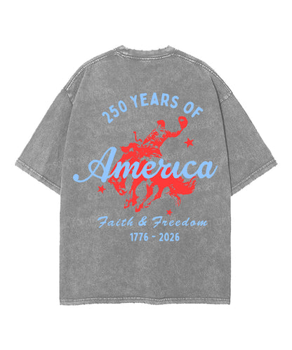 250 Years America Anniversary Double Sided Unisex Washed Christian T-shirt