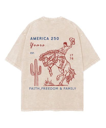 250 Years America Anniversary Double Sided Unisex Washed Christian T-shirt