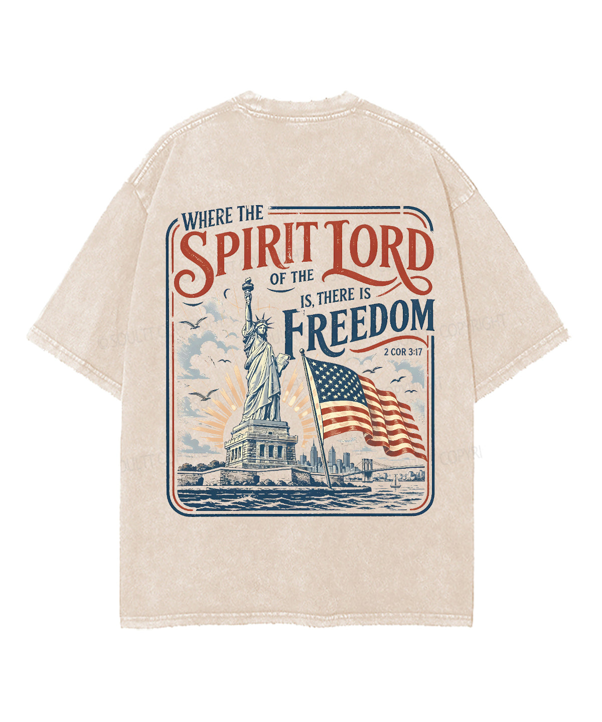 There Is Freedom Double Sided Unisex Washed Christian T-shirt