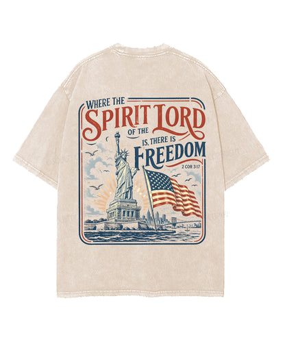 There Is Freedom Double Sided Unisex Washed Christian T-shirt